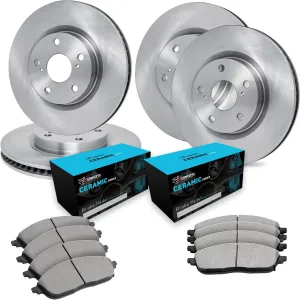 R1 Concepts Front and Rear Brakes and Rotors| Blank Brake Rotors| Front and Rear Ceramic Brake Pads and Rotors Kit| Automotive Replacement Brake Kits