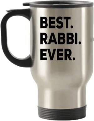 Rabbi Gifts - Best Rabbi Ever Travel Mug - Travel Insulated Tumblers - Novelty Gift Idea - Resident Advisor - Funny - Add To Gift Bag Basket Box Set - Silver