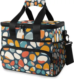 Rainbow Polka Dot Dark Blue Cooler Bag Insulated Cooler Soft Sided Cooler 24 Can Portable Picnic Bag Large Leakproof Lunch Bag Box for Beach Grocery Camping Travel Car Men Women