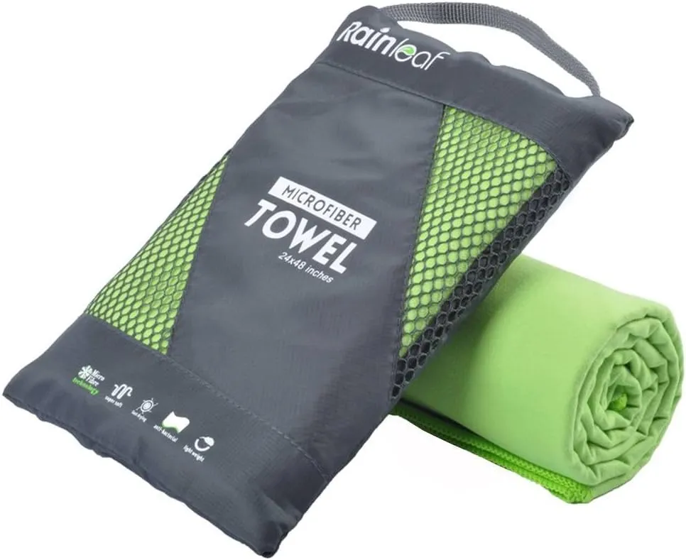 Rainleaf Microfiber Towel Perfect Travel & Gym & Camping Towel. Quick Dry - Super Absorbent - Ultra Compact - Lightweight. Suitable for Trip, Beach, Shower, Backpacking, Pool