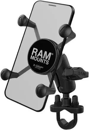 RAM MOUNTS X-Grip Small Phone Mount with Handlebar U-Bolt Base RAM-B-149Z-A-UN7U with Short Arm for Motorcycle, ATV/UTV, Bike