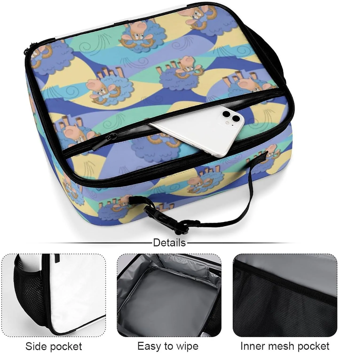 Rams Graze Reusable Lunch Box Insulated Lunch Bag Cooler Bag Lunchbox Meal Food Container Tote Bag for Women Kids Girls Boy School Camping Hiking Picnic Beach Travel