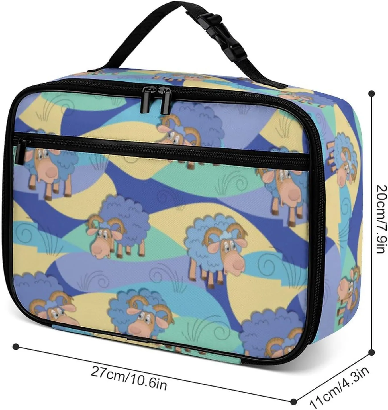 Rams Graze Reusable Lunch Box Insulated Lunch Bag Cooler Bag Lunchbox Meal Food Container Tote Bag for Women Kids Girls Boy School Camping Hiking Picnic Beach Travel