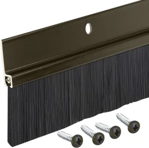 Randall Manufacturing Co., Inc | Door Sweeps – Aluminum & Brush | Brush Sweeps for Gaps Up to 1 ½” | Brown Trim with Black Brush | 4 FT | Fill Gaps & Keep Unwanted Debris Out
