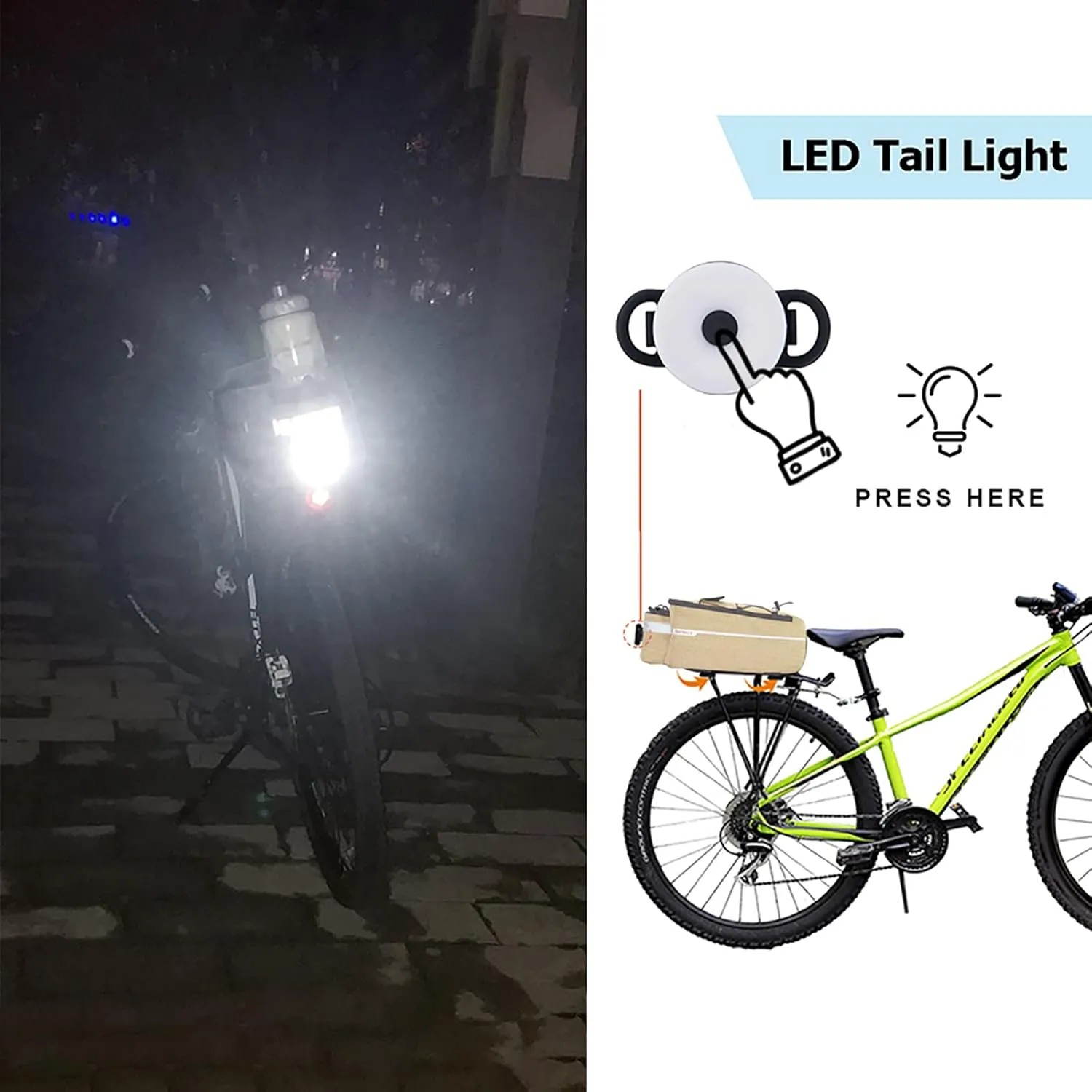 RAYMACE Bike Rear Rack Bag with Tail Light, Bike Truck Cooler Bag for Warm or Cold Items