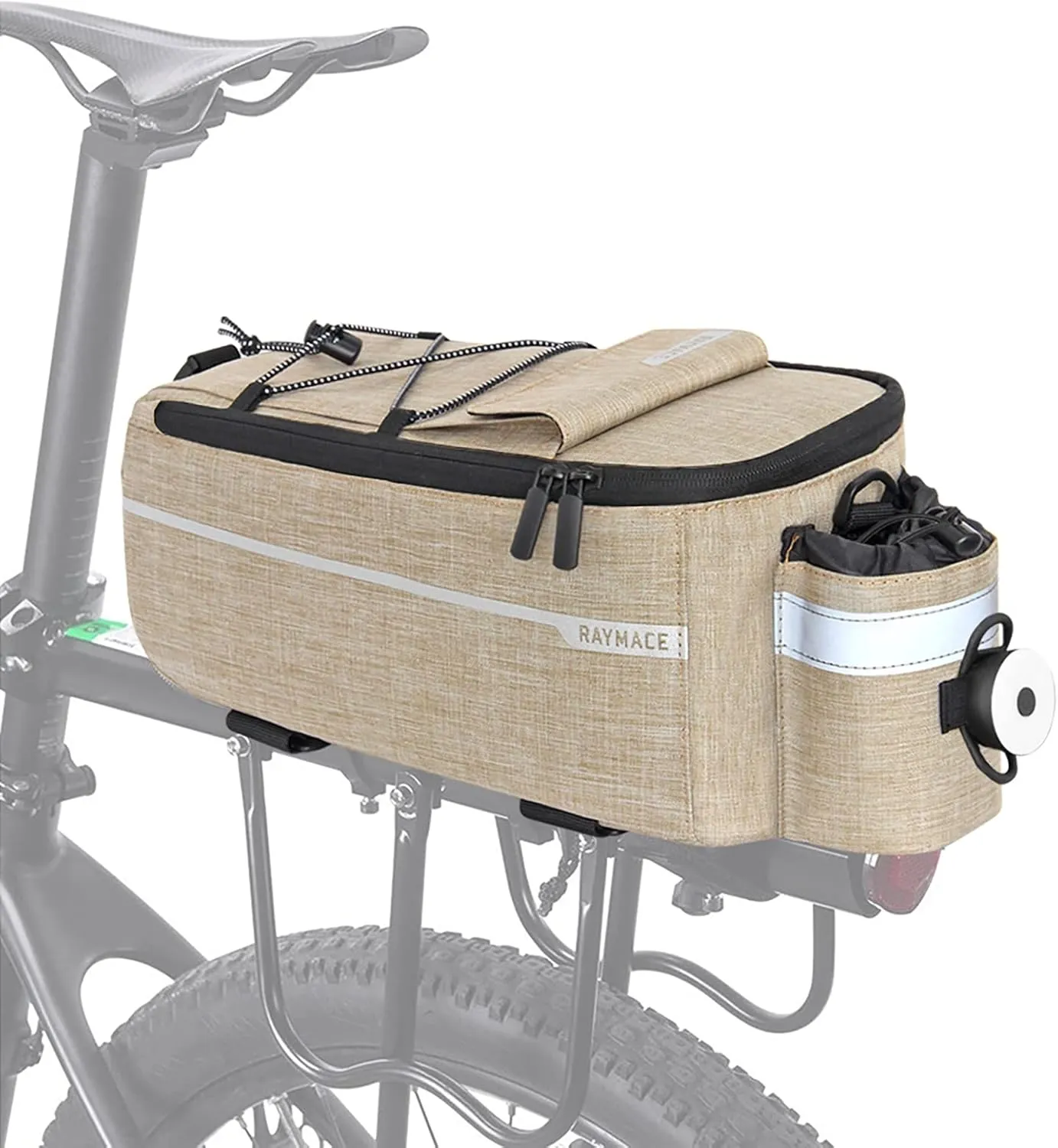 RAYMACE Bike Rear Rack Bag with Tail Light, Bike Truck Cooler Bag for Warm or Cold Items