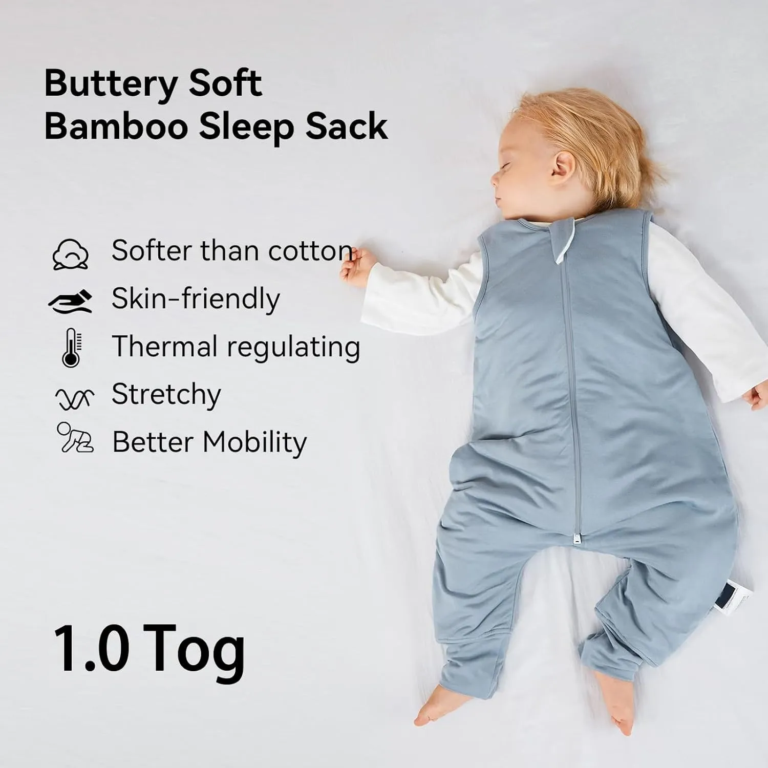 Rayon Made from Bamboo Toddler Sleep Sack with Feet 1.0 Tog Ultra Soft Toddler Sleeping Sack 3t-4t Sleep Bag Walker Quilted Wearable Blanket with Legs 2-Way Zipper Lightweight Extra Long