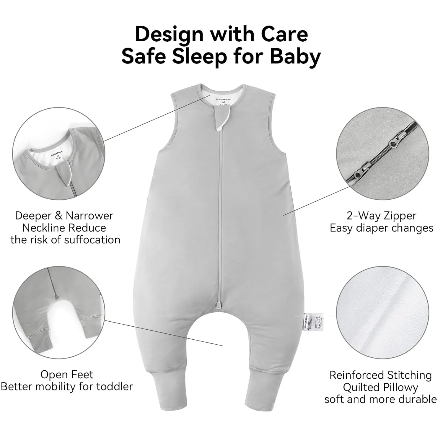 Rayon Made from Bamboo Toddler Sleep Sack with Feet 12-24 Months 1.0 Tog Ultra Soft Toddler Sleeping Sack 1t-2t Sleep Bag Walker Quilted Wearable Blanket with Legs 2-Way Zipper Lightweight