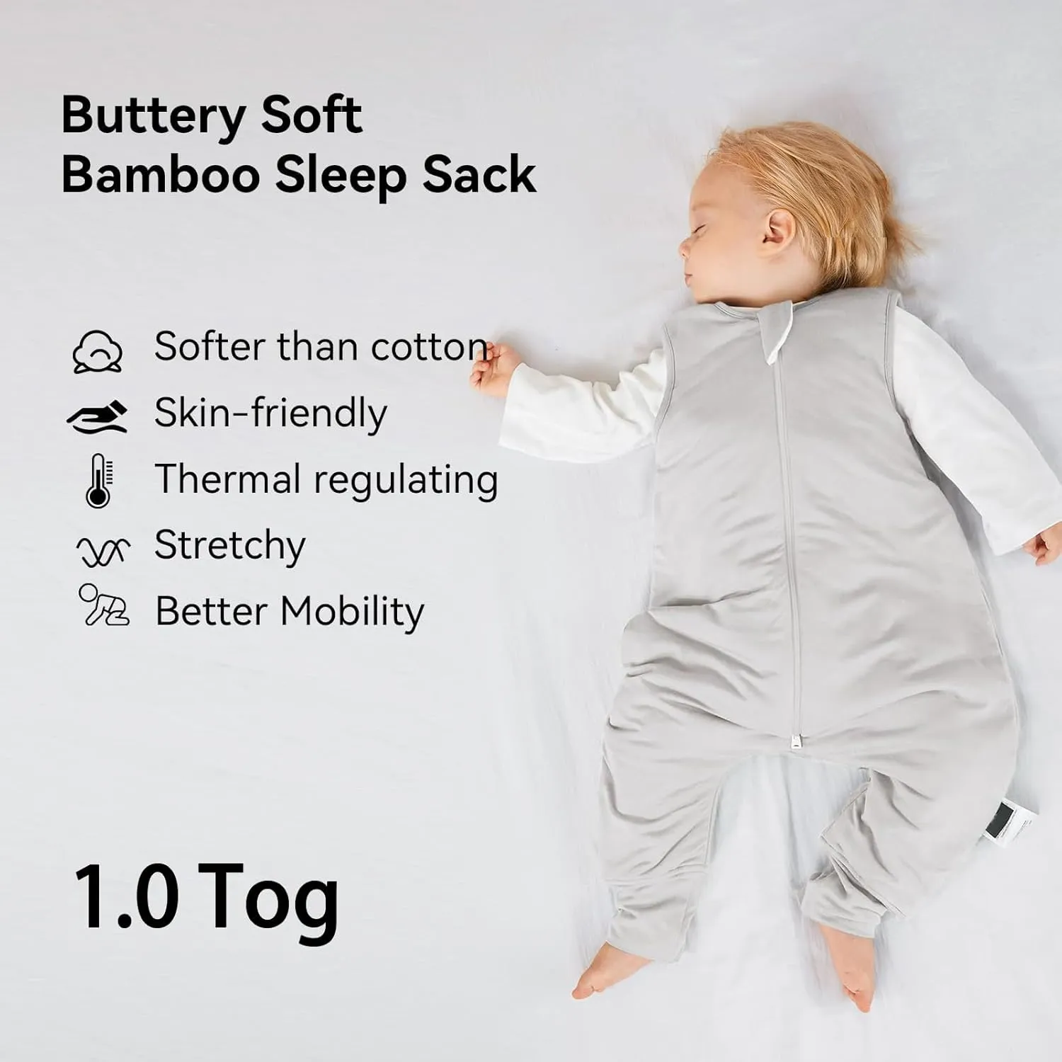 Rayon Made from Bamboo Toddler Sleep Sack with Feet 12-24 Months 1.0 Tog Ultra Soft Toddler Sleeping Sack 1t-2t Sleep Bag Walker Quilted Wearable Blanket with Legs 2-Way Zipper Lightweight