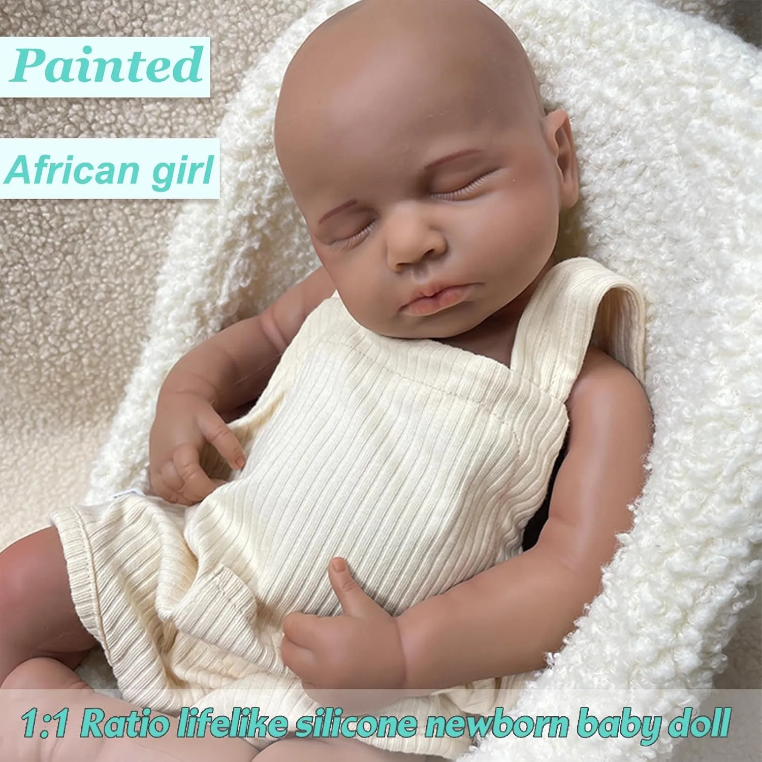 Reborn Baby Dolls Silicone Full Body Realistic 3D Painted Newborn Girl Doll That Look Real Sleeping Babies 04