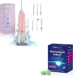 Rechargeable Water Flosser by H2ofloss with Travel-Friendly Mouthwash Tablets – Perfect Oral Hygiene Kit