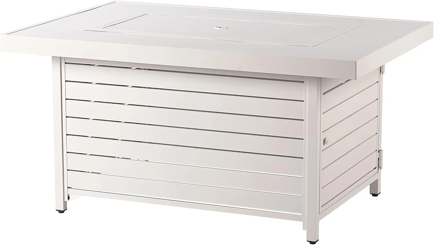 Rectangular 48 in. x 36 in. Aluminum Propane Fire Pit Table, Glass Beads, Two Covers, Lid, 57,000 BTUs in White Finish