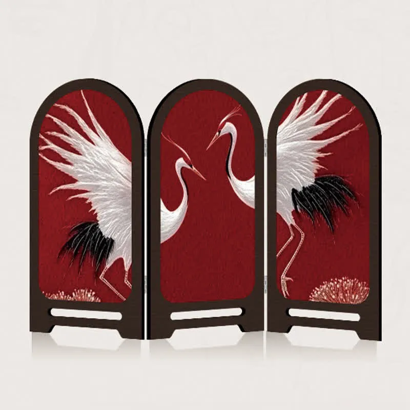 Red-crowned Crane Foldable Screen Desktop Ornament