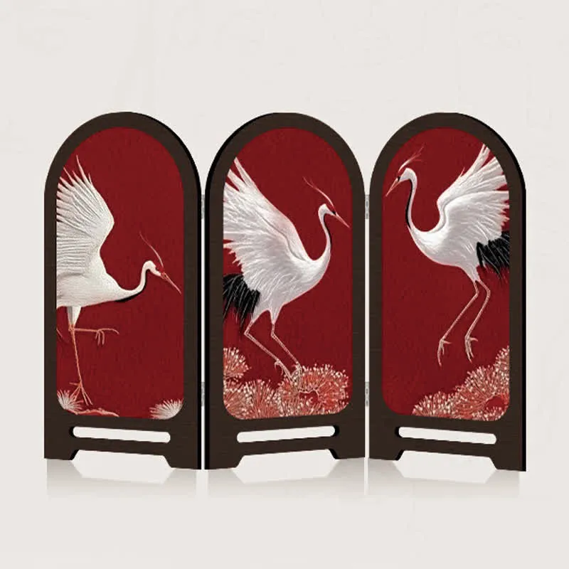 Red-crowned Crane Foldable Screen Desktop Ornament