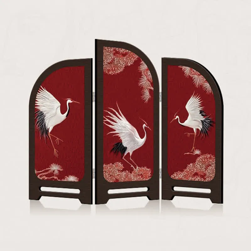 Red-crowned Crane Foldable Screen Desktop Ornament
