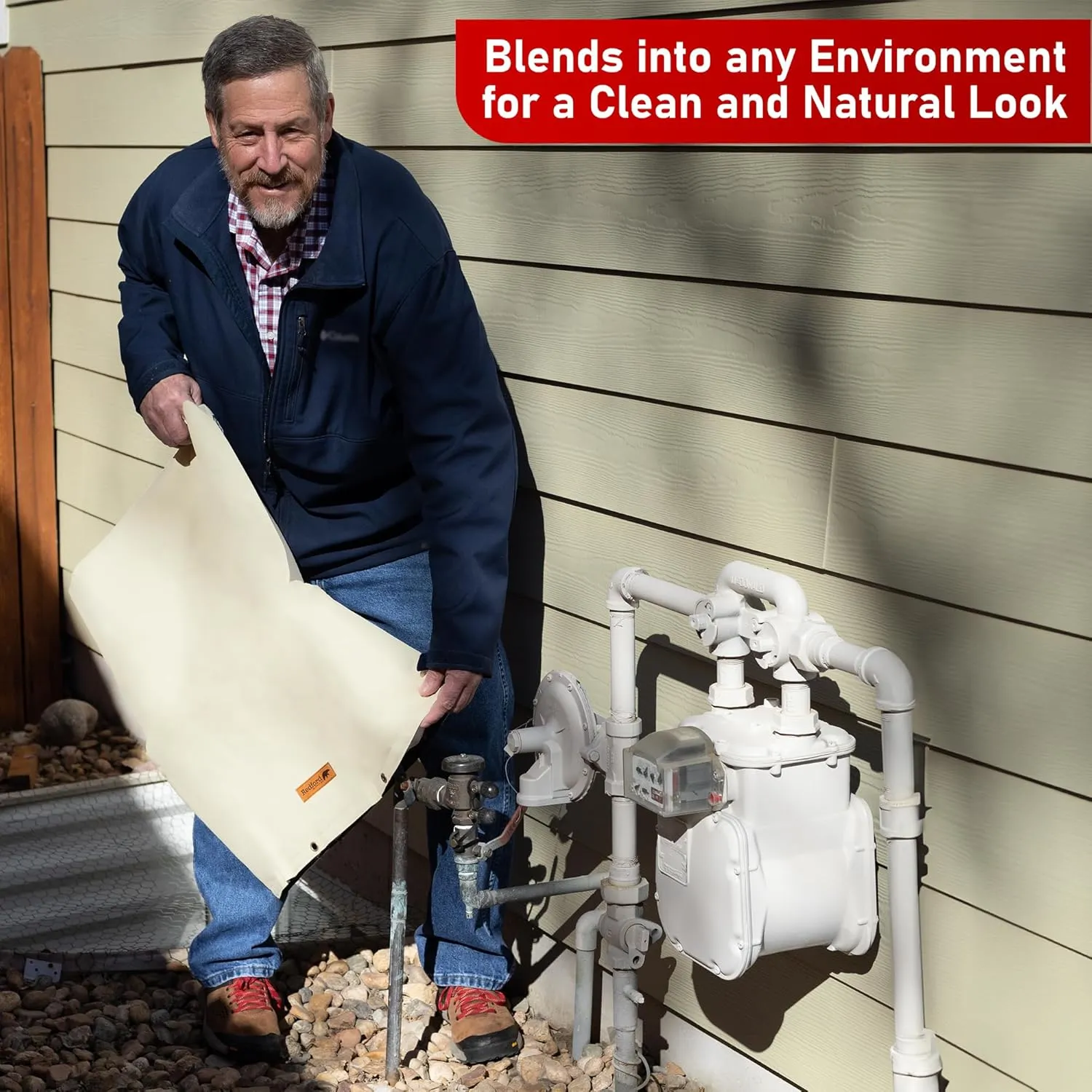 Redford Supply Co. Cold Snap (5°F) Backflow Preventer Insulation Cover, 14" W x 18" H, Pipe Insulation, Water Sprinkler Covers for Outside, Sprinkler Backflow Cover for Winter, Well Pump Bag (Beige)