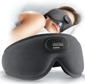 RENPHO Sleep Headphones New Ultra Soft Sleep Mask with 5.2 Bluetooth HD Headphones, 3D Blackout Wireless Headband, Eye Mask for Sleeping, Earbuds Earphones for Side Sleeper, Fathers Day Birthday Gifts