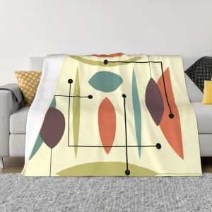 Retro Atomic Hip Abstract 60"X50" Flannel Blanket - 100% Soft Polyester, Lightweight and Warm, Suitable for Families, Camping, Travel