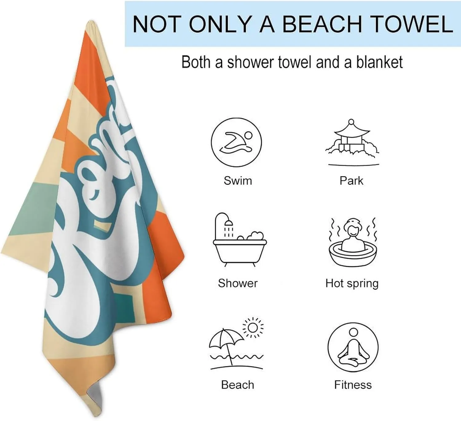 Retro Style Custom Beach Towel Customize Name Microfiber Beach Towel Pack 32x52 Inch Gifts for Friends Shower Outdoor Picnic Essentials for Bridesmaid Sand Free