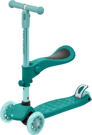 Retrospec Chipmunk Plus Kids’ Kick Scooter 3  Years - Height Adjustable 3 Wheel Scooters - Learn to Steer, Foldable Seat, LED Lights, & No-Slip Deck