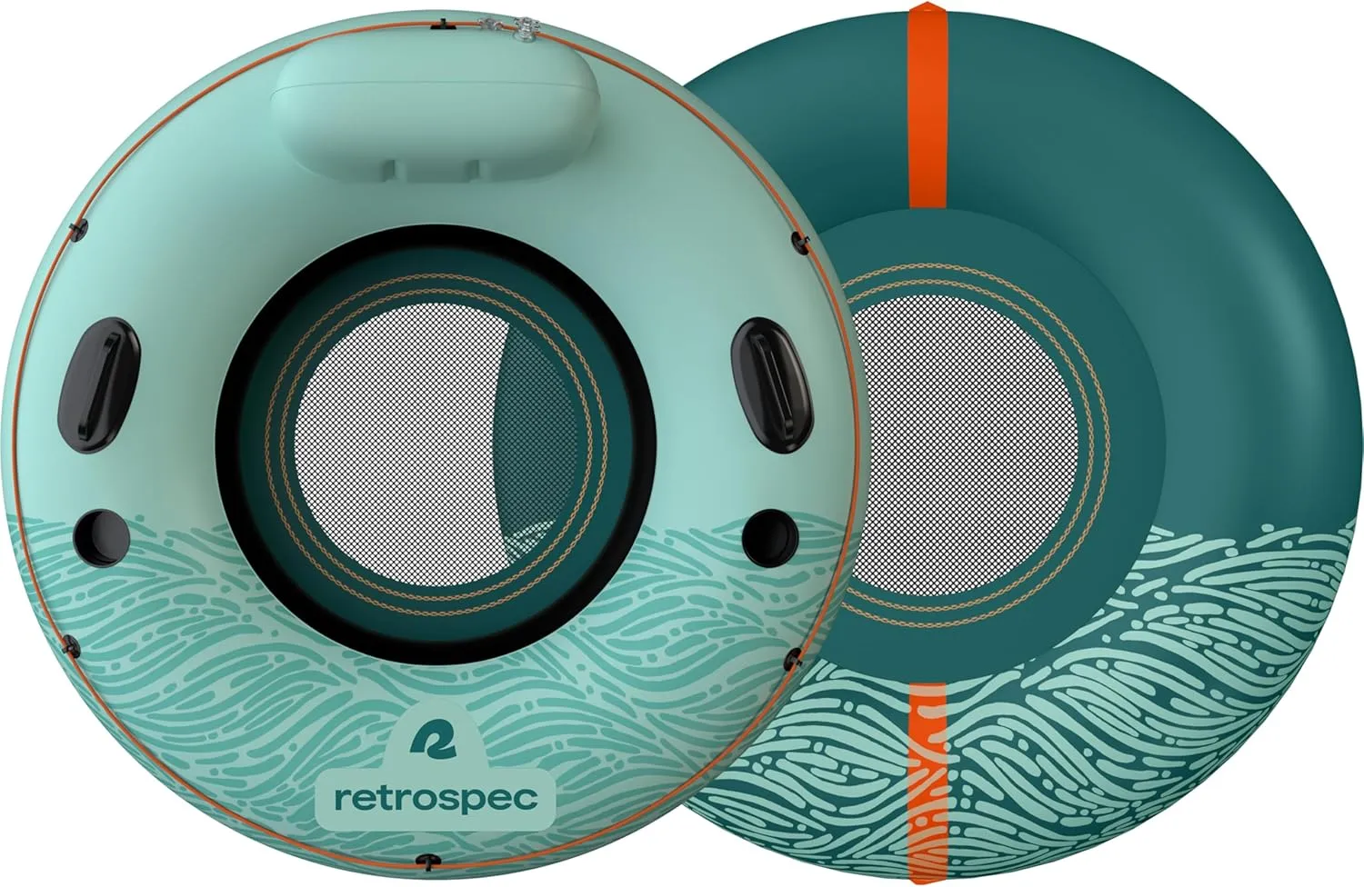 Retrospec Siesta Float 48" Inflatable River Tube | Heavy-Duty Water Float w/Backrest & Cup Holders | 300 lbs | Repair Kit | Pool, Lake & River