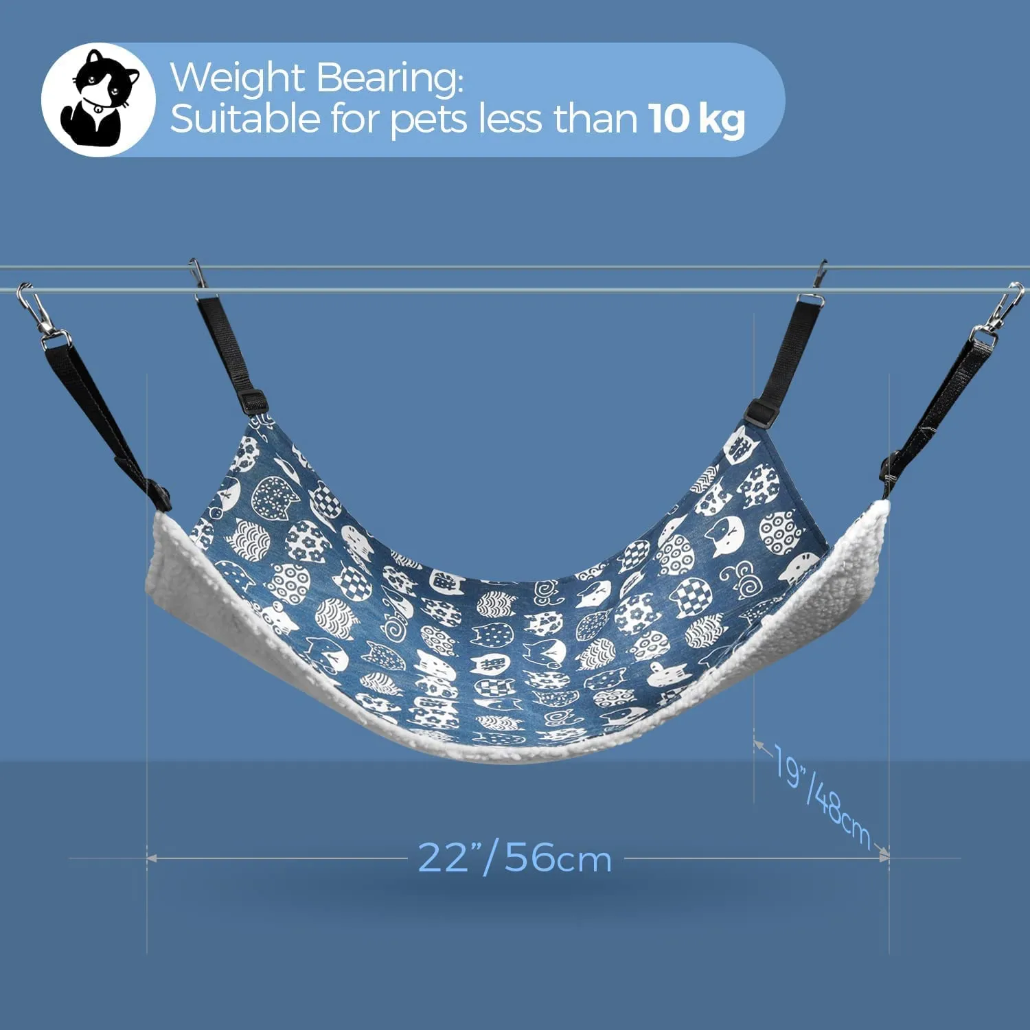 Reversible Cat Hammock, Double-Sided Hanging Pet Cage Hammock Bed for Cats, Small Animals