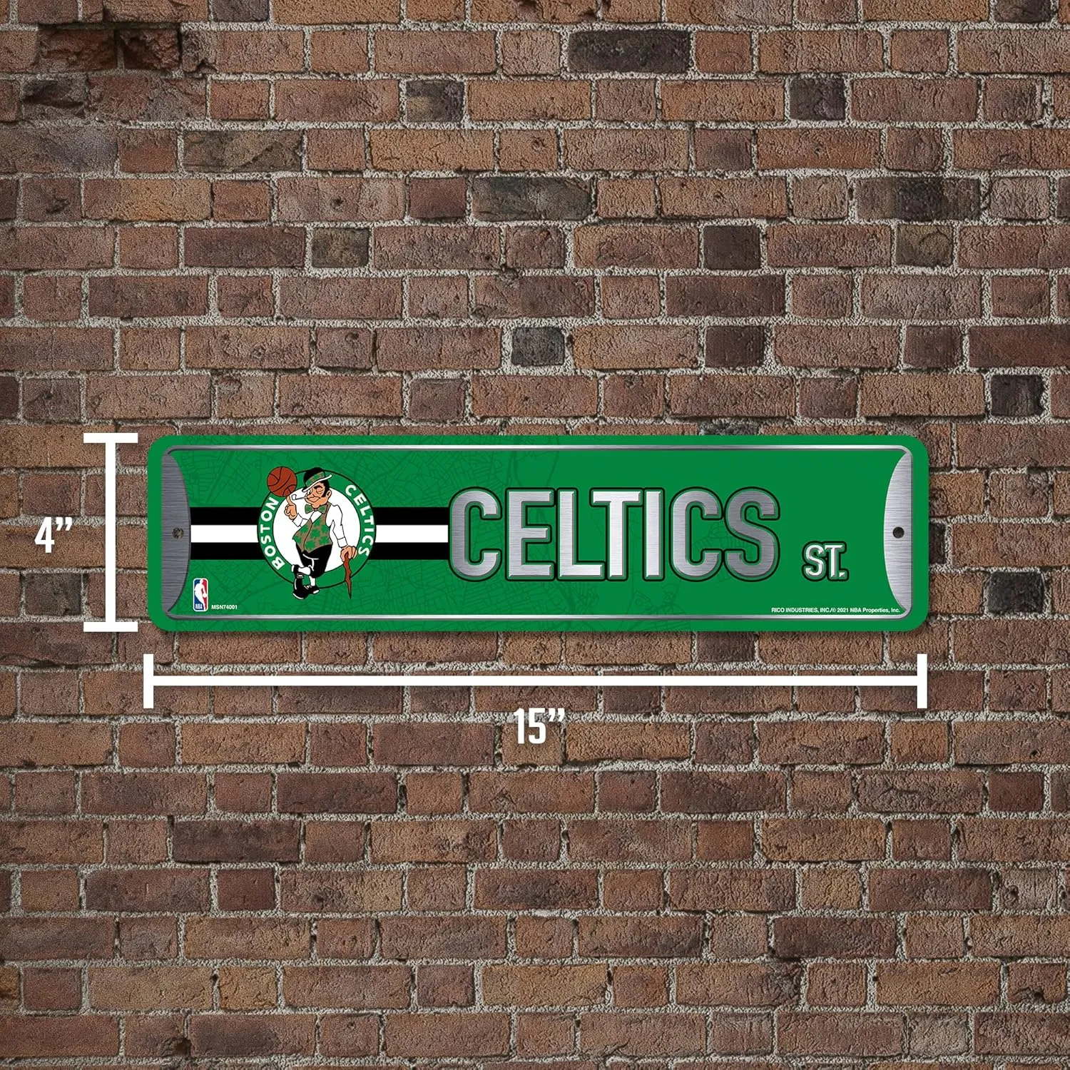 Rico Industries NBA Metal Street Sign Metal Street Sign 4" x 15" Home Décor - Bedroom - Office - Man Cave