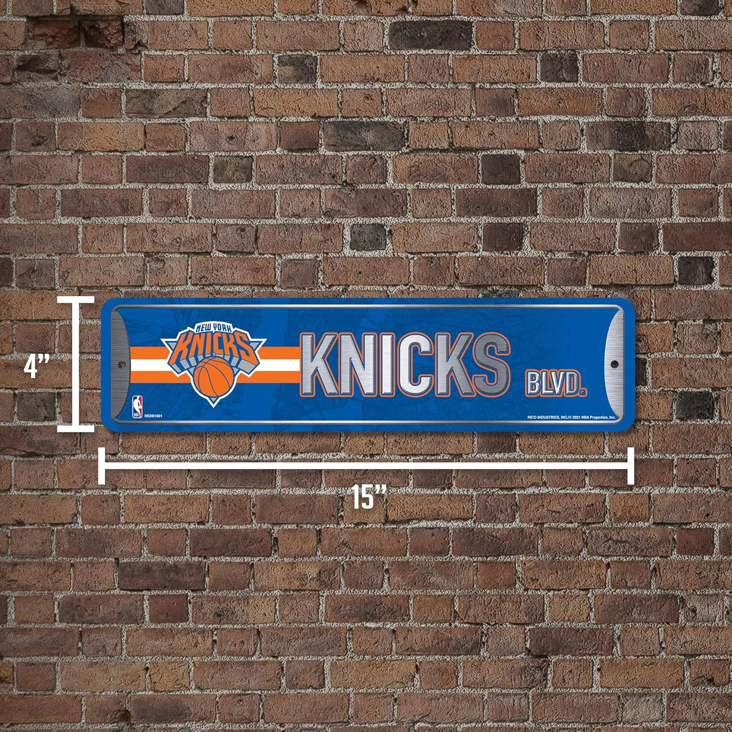 Rico Industries NBA Metal Street Sign Metal Street Sign 4" x 15" Home Décor - Bedroom - Office - Man Cave