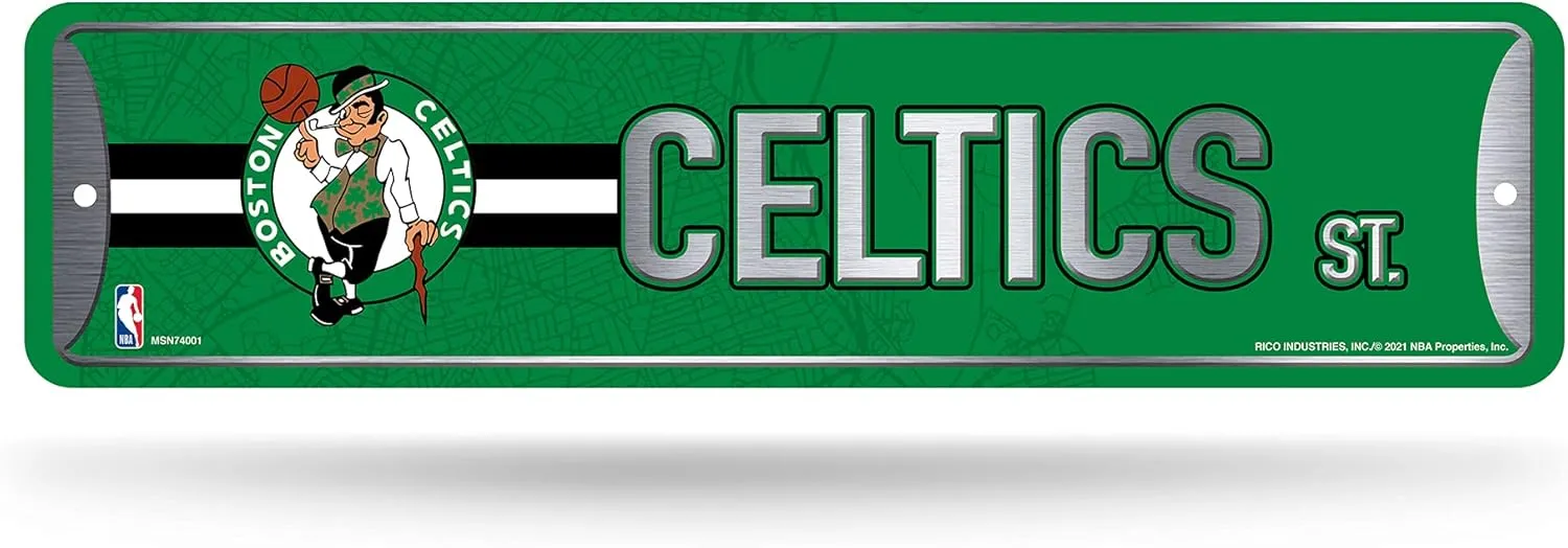 Rico Industries NBA Metal Street Sign Metal Street Sign 4" x 15" Home Décor - Bedroom - Office - Man Cave