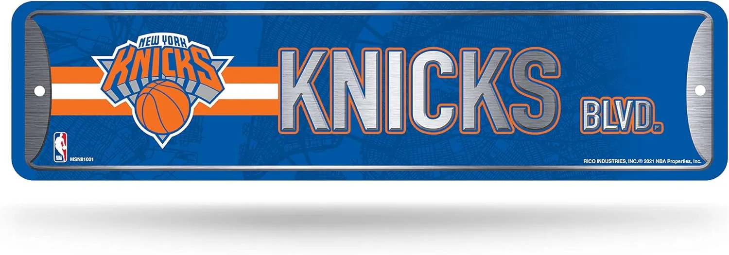 Rico Industries NBA Metal Street Sign Metal Street Sign 4" x 15" Home Décor - Bedroom - Office - Man Cave