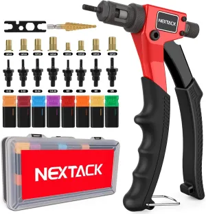 Rivet Nut Tool Kit w/s Step Drill Bit & 80 Nutserts for One-Handed in Tight Space, 8" Rivnut Tool Set with 8 Mandrels 6-32 8-32 10-24 1/4-20 M3 M4 M5 M6 in Organized Rugged Carrying Case NT600
