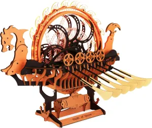 ROBOTIME LK802 Viking Dragon Ship Mechanical Wooden Puzzles, 229 Pieces 3D Puzzles for Adults, Crafts for Adults Hobby Building Kit