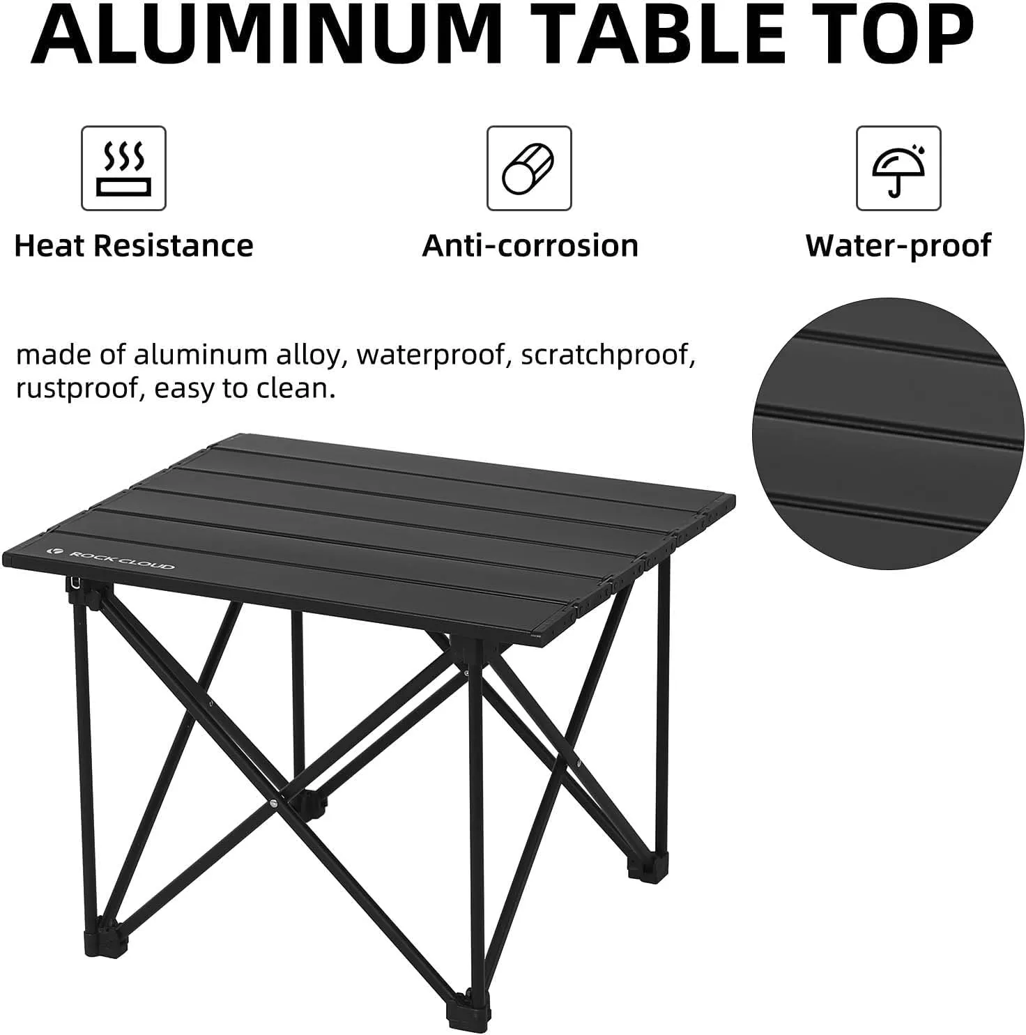 ROCK CLOUD Portable Camping Table Ultralight Aluminum Camp Table Folding Compact Beach Table for Camping Hiking Backpacking Outdoor Picnic, Reinforced Small