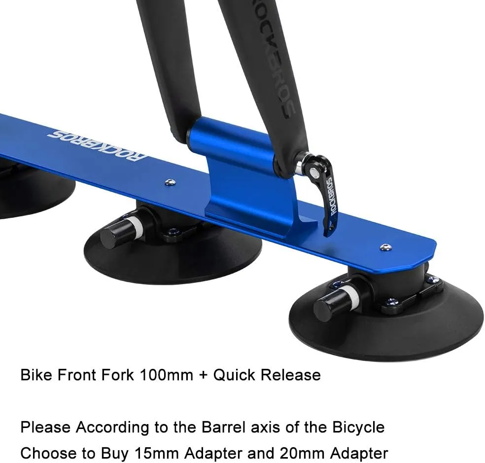 ROCKBROS Suction Cup Roof Bike Rack for Car Roof Sucker Bicycle Carrier Quick Release Aluminium Alloy Roof Rack for 1 2 3 Bikes (Max 2-Bikes Blue)