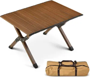 Roll Up Aluminum Folding Table for Outdoor Camping BBQ with Carry Bag Portable Beach Camp Table for Travel Picnic Garden Balcony Quick Installation