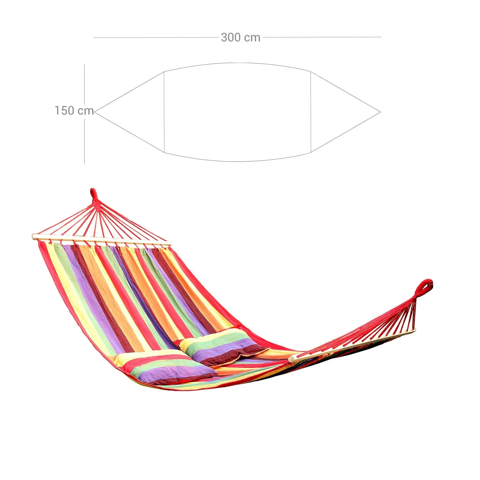 Rootz Hammock - Swing Bed - Hanging Chair - Cotton Polyester Blend - Relaxation - Stability - Portable - 210cm x 150cm - Fresh and Cheerful Colors