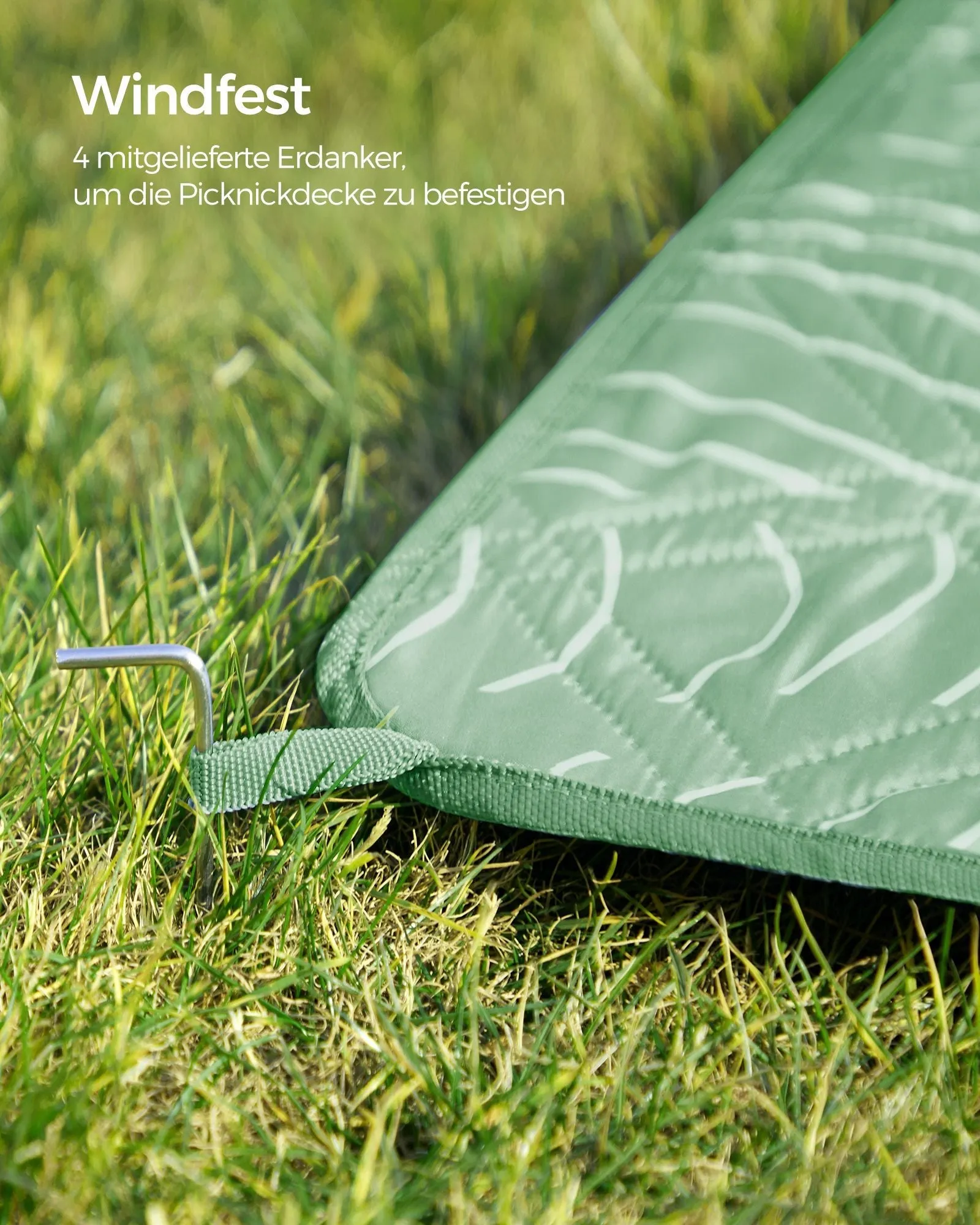 Rootz Picnic Blanket - Outdoor Mat - Beach Rug - Waterproof - Lightweight - Portable - Mint Green with Tropical Fern - 300cm x 200cm - 42cm x 19cm x 19cm