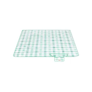 Rootz Picnic Blanket - Outdoor Mat - Waterproof Beach Blanket - Velvet Surface - Foam Padding - Aluminum Coating - 200cm x 200cm - Green-White