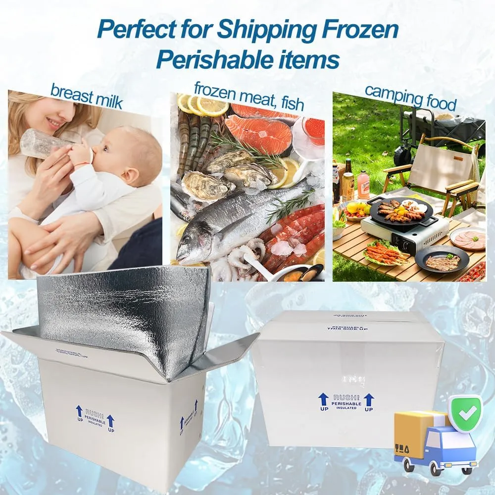 ROTCH Insulated Shipping Boxes with Liners, 8 Pack 15x10x11'', Small Cold Shipping Box Coolers for Perishable Frozen Food, White (T151011-8L-W)