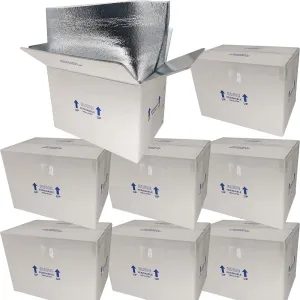 ROTCH Insulated Shipping Boxes with Liners, 8 Pack 15x10x11'', Small Cold Shipping Box Coolers for Perishable Frozen Food, White (T151011-8L-W)