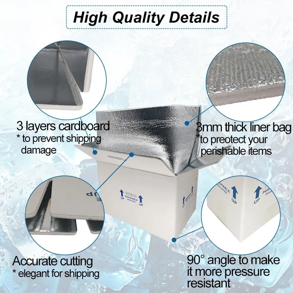ROTCH Insulated Shipping Boxes with Liners, 8 Pack 15x10x11'', Small Cold Shipping Box Coolers for Perishable Frozen Food, White (T151011-8L-W)