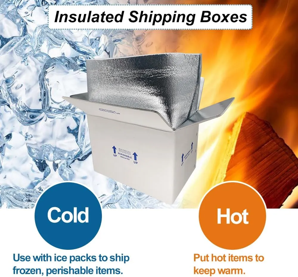 ROTCH Insulated Shipping Boxes with Liners, 8 Pack 15x10x11'', Small Cold Shipping Box Coolers for Perishable Frozen Food, White (T151011-8L-W)