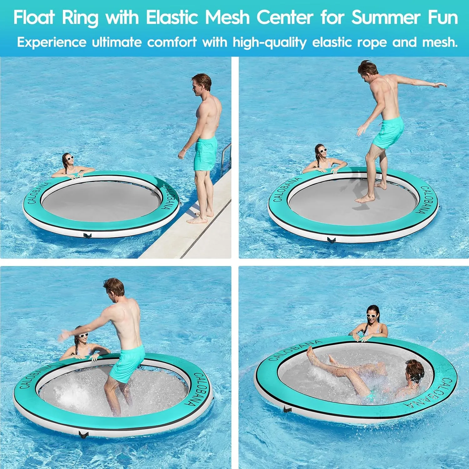 Round Floating Ring Inflatable Water Hammock Heavy Duty River Floats Lake Raft for Adults Tanning Pool Lounger Float Island Platform Pad Mat for Party