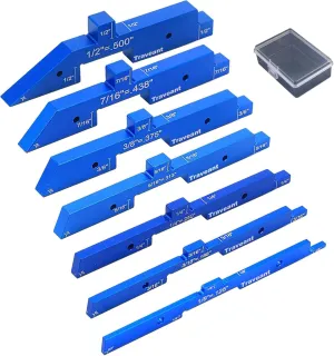 Router Table Set Up Bars, 7PCS Aluminum Precision Block Height Gauge Set for Woodworking Table Saw Accessories Angle Depth Thickness Router Gauge Set Up Carpenter Measuring Tools for Men
