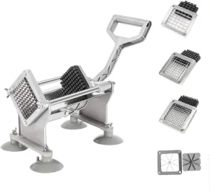 ROVSUN Commercial Vegetable Chopper French Fry Cutter Potato Slicer Fruit Chopper, Super Value Set of Suction Feet, 1/2'', 3/8'', 1/4'', 8-Wedge Blades and Pusher Blocks for Restaurant, Home & Kitchen