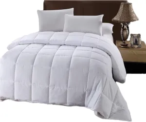 Royal Tradition Down Alternative Comforter (Twin-Twin XL, 68x90) 40-Ounces of Fill, Solid Baffle Box Pattern, Soft and Fluffy Hotel Style Duvet Insert with Corner Ties, White