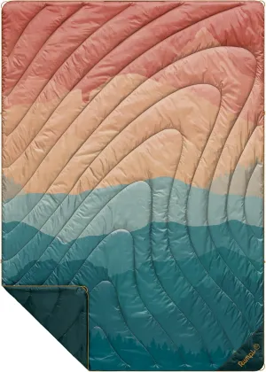 Rumpl Original Puffy Blanket - Warm Puffy Camping Blanket, 100% Recycled Polyester Insulation, Lightweight, Packable, Water-Resistant, Outdoor Puffer Blanket, 52"x75", V2, Rocky Mountain Sunset Fade