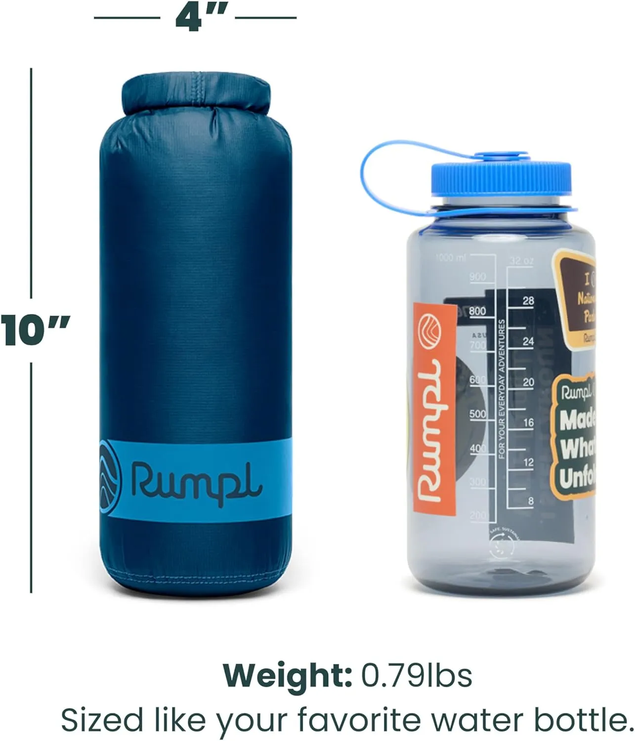Rumpl Travel Puffy Blanket, Ultra-Packable Travel-Size Warmth and Comfort, Deepwater