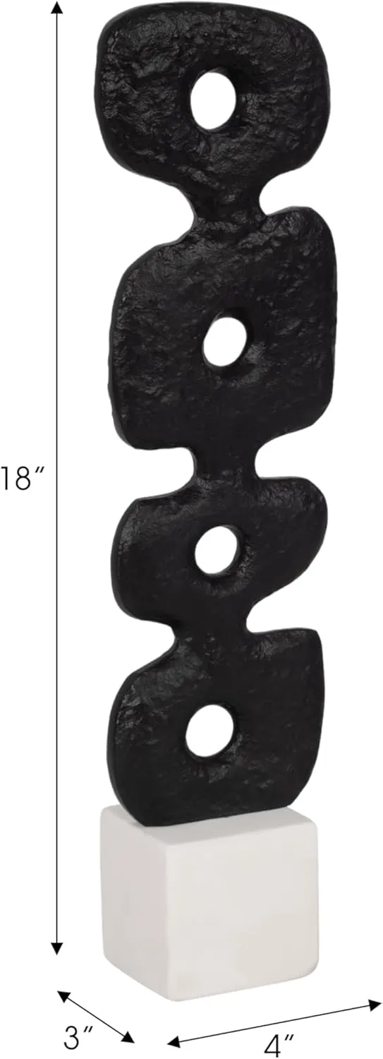 Sagebrook Home Modern Abstract Totem Sculpture with Marble Base Aluminum Decor