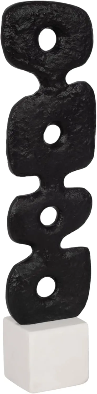 Sagebrook Home Modern Abstract Totem Sculpture with Marble Base Aluminum Decor